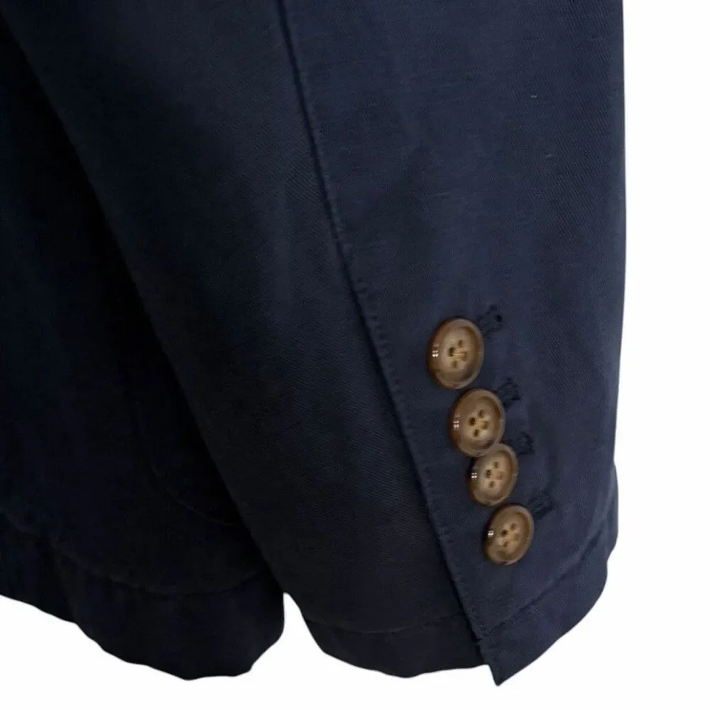 J.Crew Men Garment Dyed Cotton Linen Blend Blue Chino Blazer Jacket 36 AX260 NWT